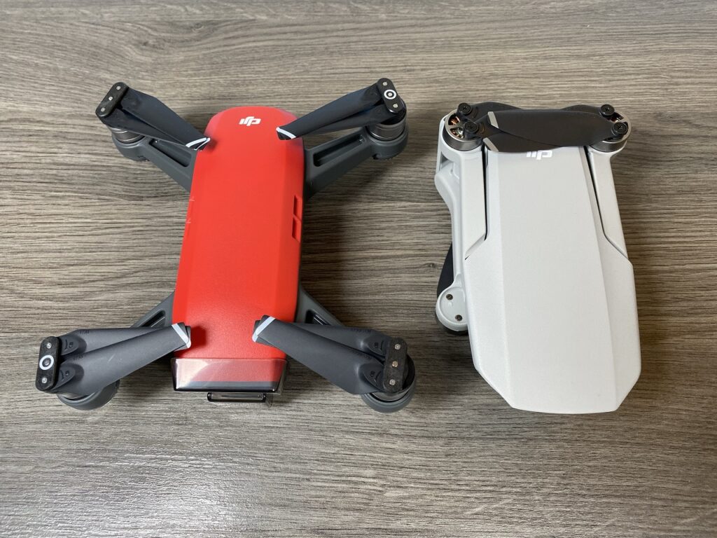 Here is a size comparison of the DJI Spark and the DJI Mavic Mini.