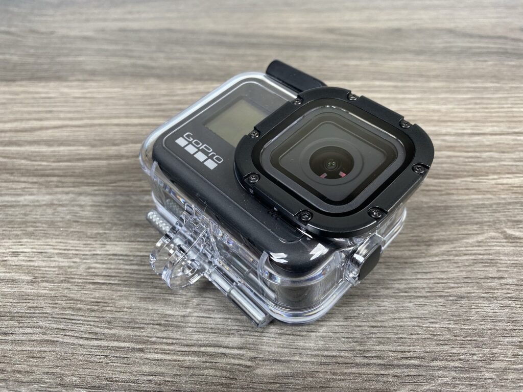 Protective housing for the GoPro Hero 8 Black.